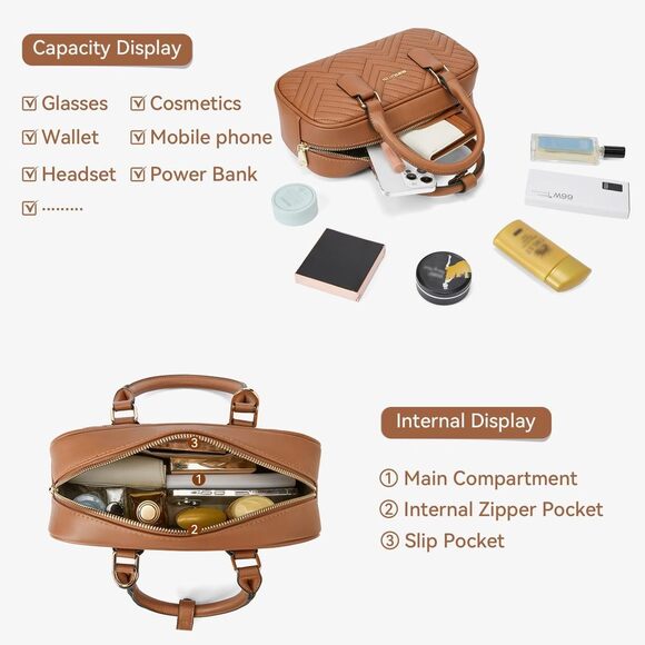 Handbags For Crossbody Bags For Structu Mini Satchel Purses Top Handle - Picture 4 of 7